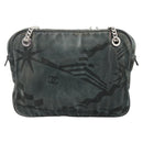 CHANEL Chain Shoulder Bag Canvas Black Silver CC Auth bs33649-13