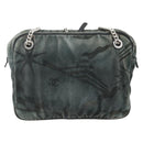CHANEL Chain Shoulder Bag Canvas Black Silver CC Auth bs33649-2