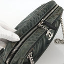 CHANEL Chain Shoulder Bag Canvas Black Silver CC Auth bs33649-6