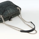 CHANEL Chain Shoulder Bag Canvas Black Silver CC Auth bs33649-7