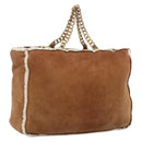 CHANEL Ketting Handtas Mouton Bruin Goud CC Auth bs33650-1