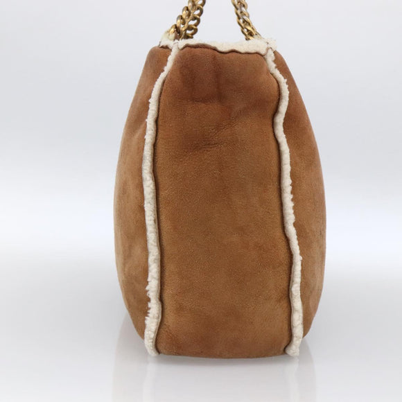 CHANEL Ketting Handtas Mouton Bruin Goud CC Auth bs33650