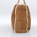 CHANEL Ketting Handtas Mouton Bruin Goud CC Auth bs33650-4