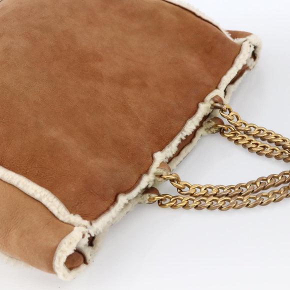 CHANEL Ketting Handtas Mouton Bruin Goud CC Auth bs33650