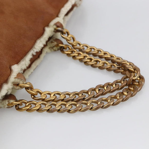 CHANEL Ketting Handtas Mouton Bruin Goud CC Auth bs33650