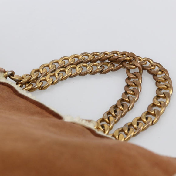 CHANEL Ketting Handtas Mouton Bruin Goud CC Auth bs33650