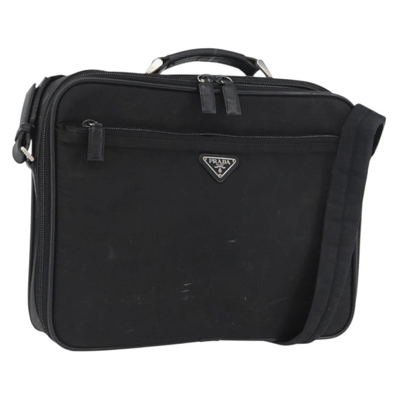 PRADA Shoulder Bag Nylon Black Silver Auth bs33652