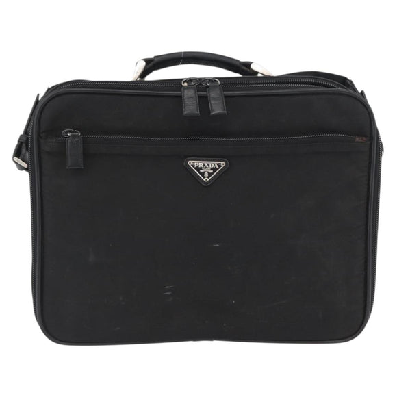 PRADA Shoulder Bag Nylon Black Silver Auth bs33652