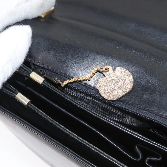 CELINE Shoulder Bag Leather Black Gold Auth bs33654