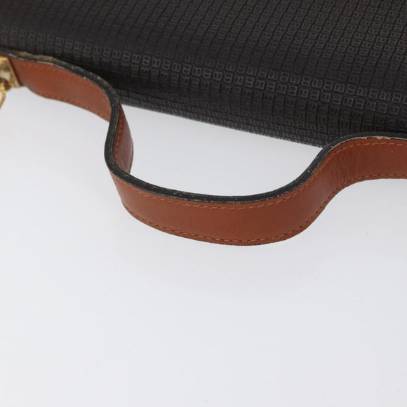 BALLY Shoulder Bag PVC Canvas Black Gold Auth bs33655