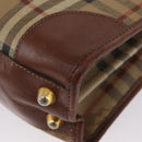 Burberrys Nova Check Hand Bag PVC Beige Gold Auth bs33656-14