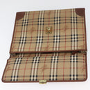 Burberrys Nova Check Hand Bag PVC Beige Gold Auth bs33656-11