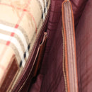 Burberrys Nova Check Hand Bag PVC Beige Gold Auth bs33656-19