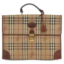 Burberrys Nova Check Hand Bag PVC Beige Gold Auth bs33656-13