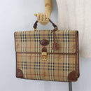 Burberrys Nova Check Hand Bag PVC Beige Gold Auth bs33656-28