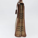 Burberrys Nova Check Hand Bag PVC Beige Gold Auth bs33656-3
