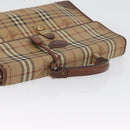 Burberrys Nova Check Hand Bag PVC Beige Gold Auth bs33656-6