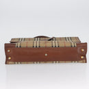 Burberrys Nova Check Hand Bag PVC Beige Gold Auth bs33656-5