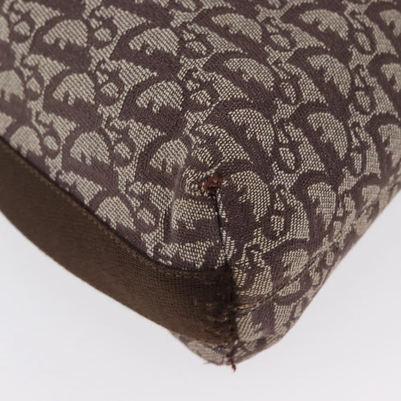 Christian Dior Trotter Canvas Shoulder Bag Brown Silver Auth bs33657