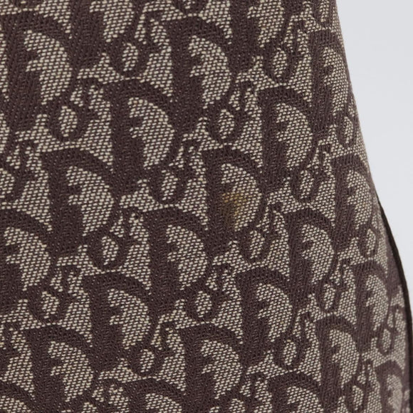 Christian Dior Trotter Canvas Shoulder Bag Brown Silver Auth bs33657
