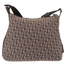 Christian Dior Trotter Canvas Shoulder Bag Brown Silver Auth bs33657-4