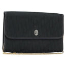 Christian Dior Trotter Canvas Chain Shoulder Bag Black Gold Auth bs33658-1