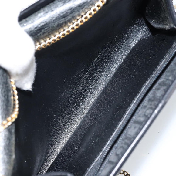 Christian Dior Trotter Canvas Chain Shoulder Bag Black Gold Auth bs33658