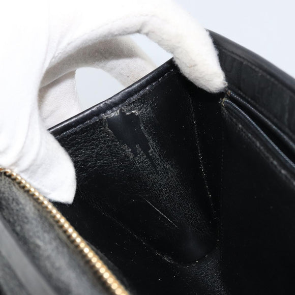 Christian Dior Trotter Canvas Chain Shoulder Bag Black Gold Auth bs33658