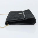 Christian Dior Trotter Canvas Chain Shoulder Bag Black Gold Auth bs33658-4