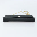 Christian Dior Trotter Canvas Chain Shoulder Bag Black Gold Auth bs33658-5