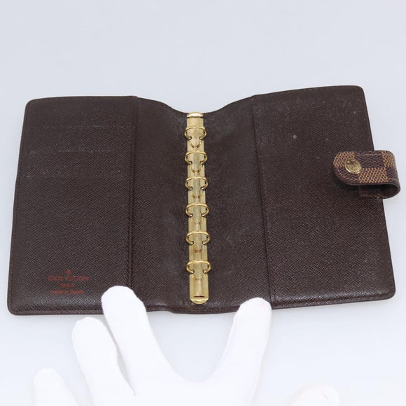 LOUIS VUITTON Damier Ebene Agenda PM Day Planner Cover R20700 LV Auth bs33665