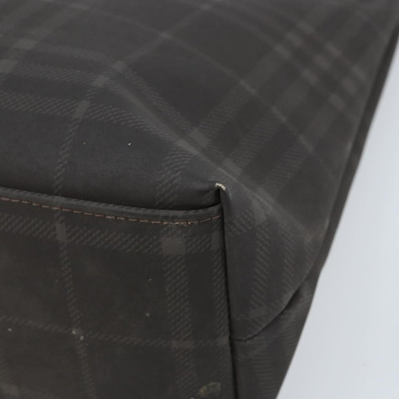 BURBERRY Nova Check Hand Bag PVC Brown Silver Auth bs33672