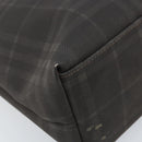 BURBERRY Nova Check Hand Bag PVC Brown Silver Auth bs33672-13