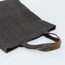BURBERRY Nova Check Hand Bag PVC Brown Silver Auth bs33672-6