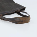 BURBERRY Nova Check Hand Bag PVC Brown Silver Auth bs33672-7