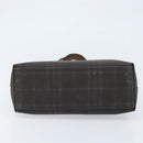 BURBERRY Nova Check Hand Bag PVC Brown Silver Auth bs33672-9