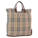 Burberrys Nova Check Hand Bag Nylon Beige Gold Auth bs33673-1