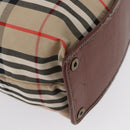 Burberrys Nova Check Hand Bag Nylon Beige Gold Auth bs33673-10