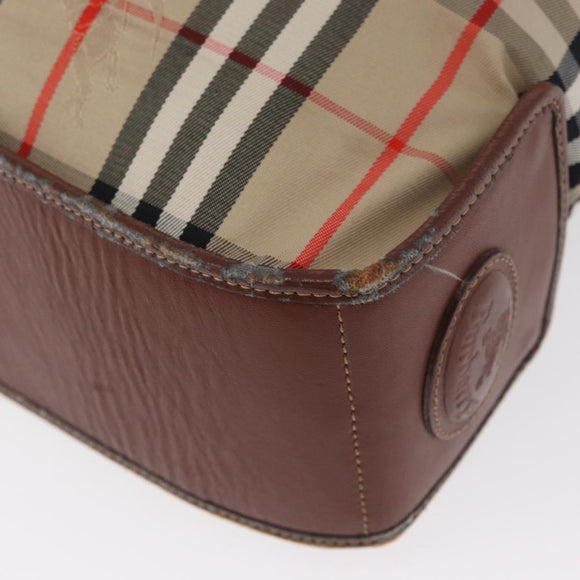 Burberrys Nova Check Hand Bag Nylon Beige Gold Auth bs33673