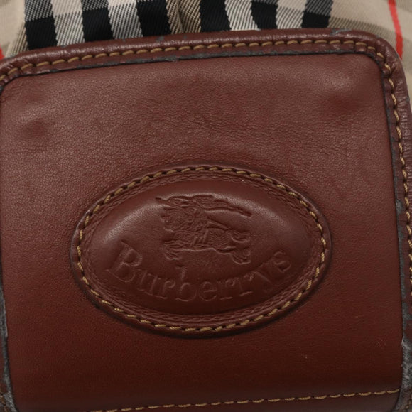 Burberrys Nova Check Hand Bag Nylon Beige Gold Auth bs33673