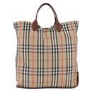 Burberrys Nova Check Hand Bag Nylon Beige Gold Auth bs33673-2