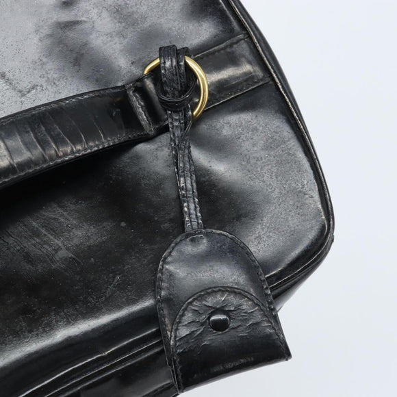 CHANEL Vanity Pouch Patent leather Black Gold CC Auth bs33674