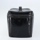 CHANEL Vanity Pouch Patent leather Black Gold CC Auth bs33674-3