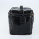 CHANEL Vanity Pouch Patent leather Black Gold CC Auth bs33674-4