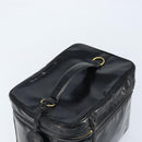 CHANEL Vanity Pouch Patent leather Black Gold CC Auth bs33674-6