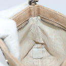 CHANEL Matelasse Accessory Pouch Leather Beige Silver CC Auth bs33676-21