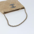 CHANEL Matelasse Accessory Pouch Leather Beige Silver CC Auth bs33676-7