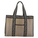 FENDI Tote Bag Canvas Brown Silver Auth bs33677-13