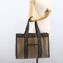 FENDI Tote Bag Canvas Brown Silver Auth bs33677-21