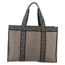 FENDI Tote Bag Canvas Brown Silver Auth bs33677-2